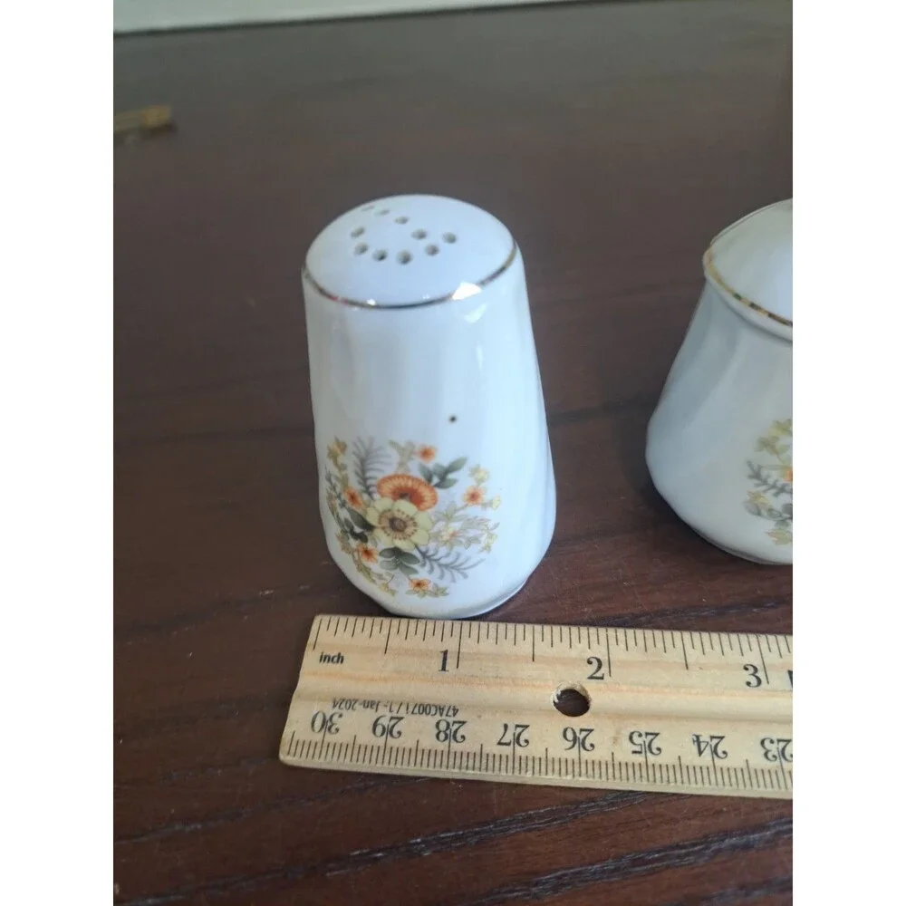 Vintage White With Floral Pattern Ceramic Salt Shaker, Pepper Shaker And...